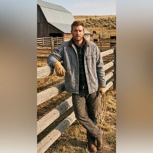 Calvin Klein Jacket Denim Jean‎ Chore Farm VTG 90s Flannel Lined Work Wear